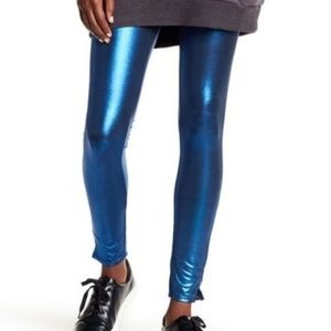Free People Shine Girl Blue Metallic  Leggings
